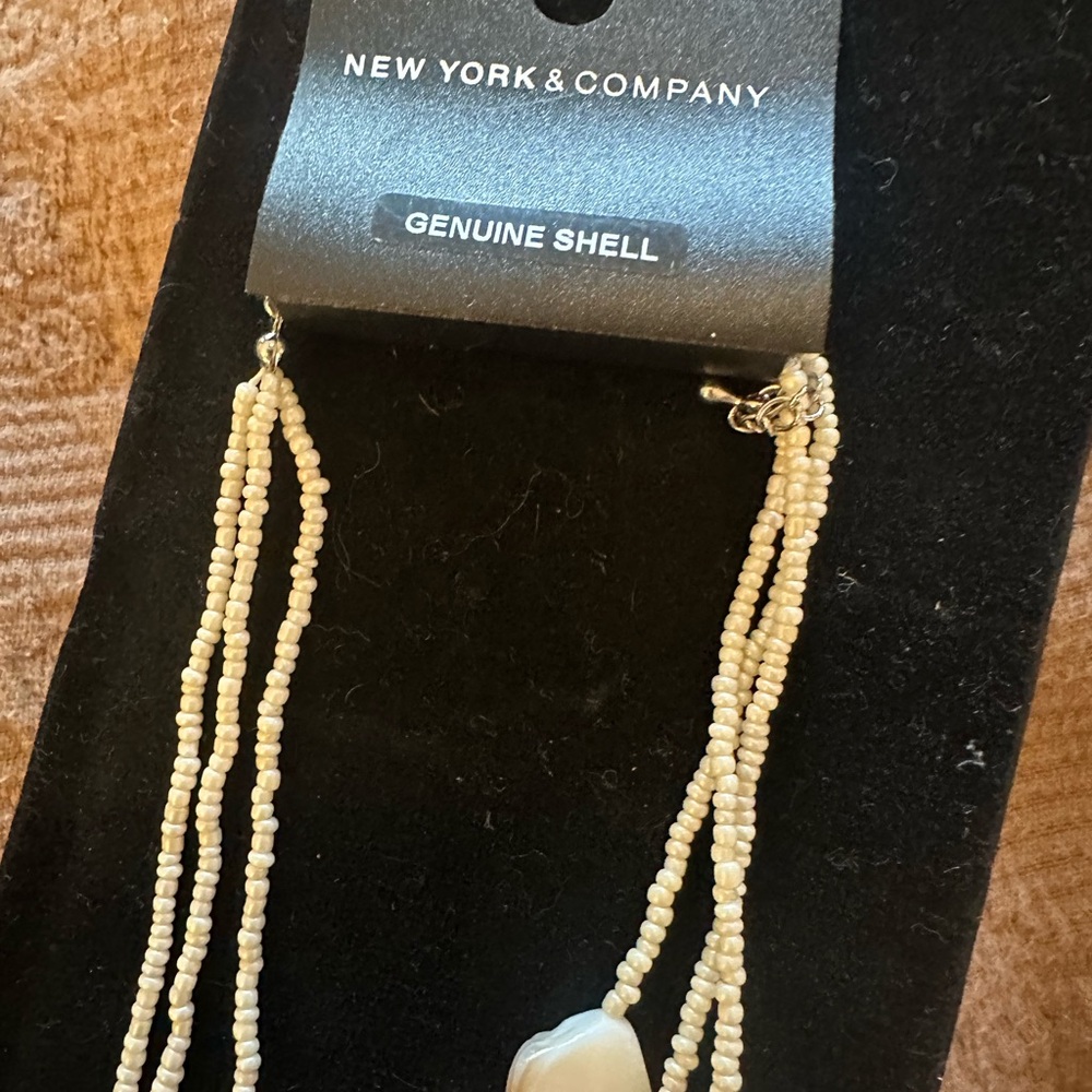 New York & Company Layered Shell Necklace - Cream and Brown - Picture 8 of 9